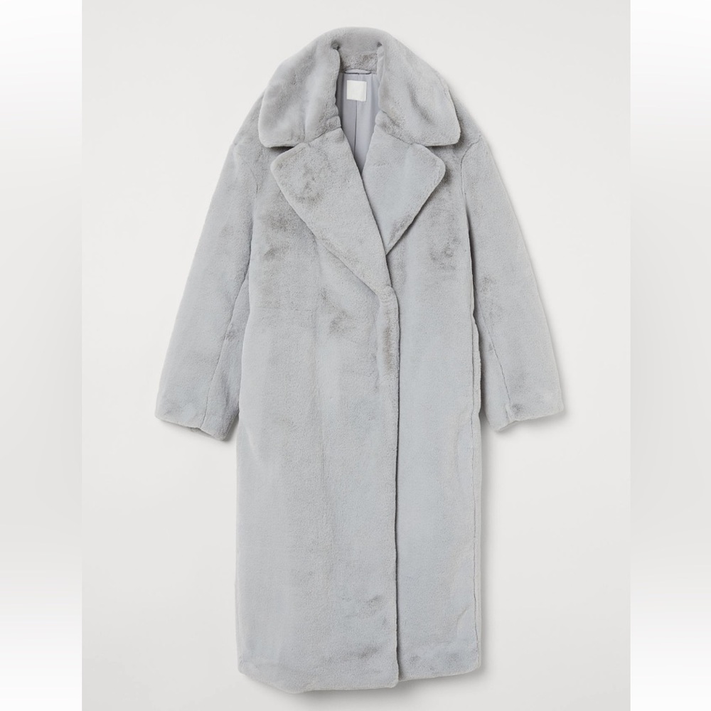 H&M Cool Grey Faux Fur Coat